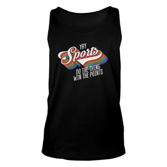 Womens Yay Sports Do Thing Win Points Retro Vintage 70S Style V-Neck Tank Top | Mazezy