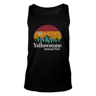 Yellowstone National Park Mountains Retro Hiking Camping Unisex Tank Top | Mazezy