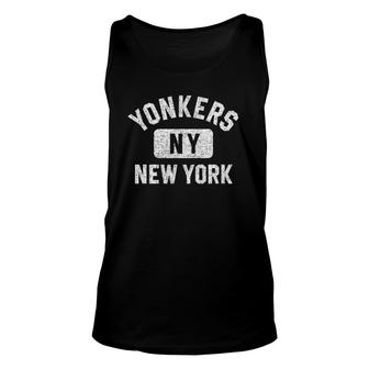 Yonkers Ny Gym Style Distressed White Print Unisex Tank Top - Seseable