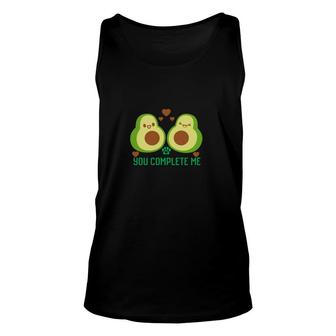 You Complete Me Funny Avocado Couple Green Graphic Unisex Tank Top - Seseable