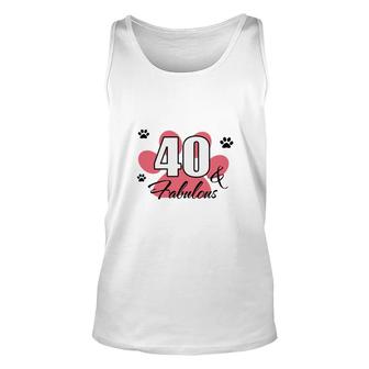 40 Happy Birthday 40Th Pink Paw Print Cat Animal Unisex Tank Top - Seseable