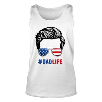 4Th Of July Tee Dad Life Sunglasses American Flag Unisex Tank Top - Seseable