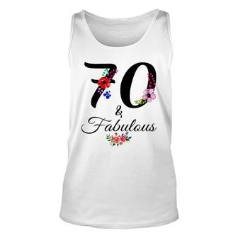 70 & Fabulous 70 Year Old Vintage Floral 1952 70Th Birthday Unisex Tank Top - Seseable