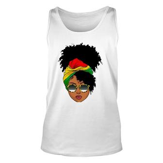 Afro Woman Headscarf Nubian Melanin Popping Black History Unisex Tank Top | Mazezy