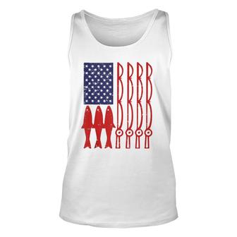 American Flag Fishing 4Th Of July Patriotic Dad Gift Angler Unisex Tank Top - Seseable