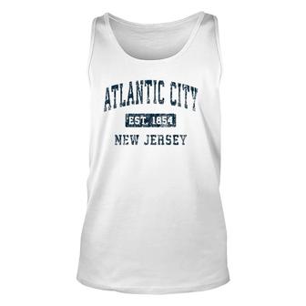 Atlantic City New Jersey Nj Vintage Sports Navy Print Tank Top | Mazezy