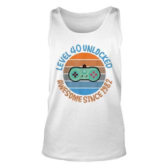 Awesome Since 1982 Gamer Level 40 Unlocked Unisex Tank Top - Thegiftio UK