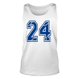 Baseball Number 24 Blue Sports Player Uniform Jersey Unisex Tank Top - Seseable