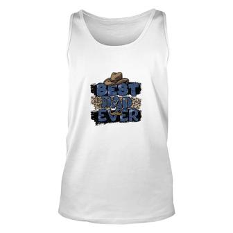 Best Dad Ever Blue Gilter Leoprad Cowboy Hat Fathers Day Unisex Tank Top - Seseable