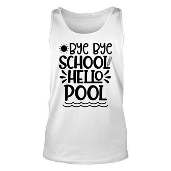 Bye Bye School Hello Pool Wave Black Graphic Unisex Tank Top - Seseable