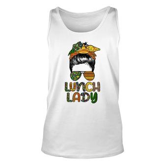 Cinco De Mayo Funny Messy Bun Glasses Lunch Lady Unisex Tank Top - Thegiftio UK