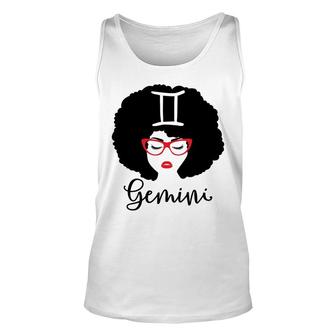 Curly Gemini Hair Girl Red Lips Cool Draw Birthday Unisex Tank Top - Seseable
