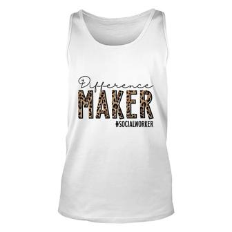 Difference Maker Social Worker Leopard Social Worker Funny Unisex Tank Top - Thegiftio UK