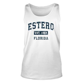Estero Florida Fl Vintage Sports Design Navy Print Unisex Tank Top | Mazezy
