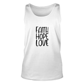 Faith Hope Love Bible Verse Black Graphic Christian Unisex Tank Top - Seseable