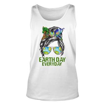Funny Earth Day Everyday Messy Bun Earth Animal Lovers Unisex Tank Top - Seseable