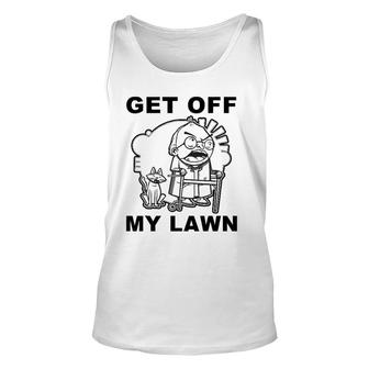 Funny Grumpy Old Man Get Off My Lawn Unisex Tank Top - Seseable