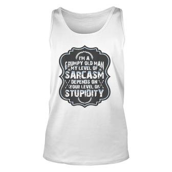 Funny Im A Grumpy Old Man My Level Of Sarcasm Unisex Tank Top - Seseable
