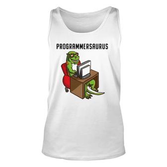 Funny Programmerrex Dinosaur Programming Coding Nerd Gift Unisex Tank Top | Mazezy