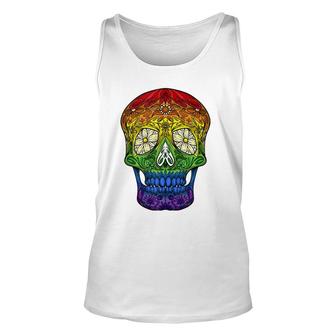 Funny Sugar Skull Gift For Men Women Cool Lgbt Pride Flag Unisex Tank Top | Mazezy