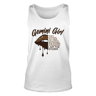 Gemini Girl Brown I Am The Storm Birthday Unisex Tank Top - Seseable