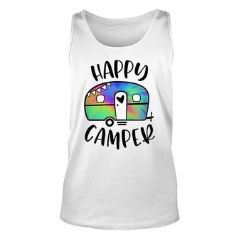 Happy Camper Trendy Tie-Dye Camping Adventure Unisex Tank Top - Thegiftio