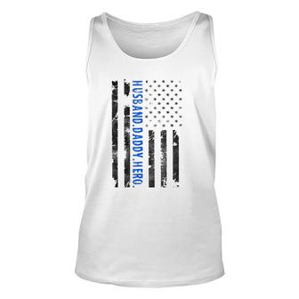Husband Daddy Hero Police Officer Sheriff Deputy Fathers Day Unisex Tank Top - Seseable