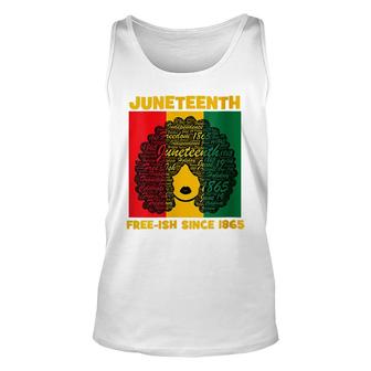 Juneteenth Free Ish Since 1865 Afro Art For Black Women Unisex Tank Top - Thegiftio UK