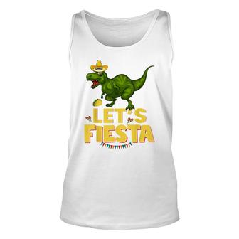 Lets Fiesta Sombrero Dinosaur Lover Funny Cinco De Mayo Unisex Tank Top - Seseable