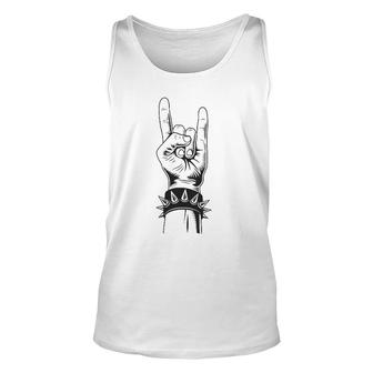 Lets Rock Devil Salute French Fries Fork Metal Hand & Roll Unisex Tank Top | Mazezy