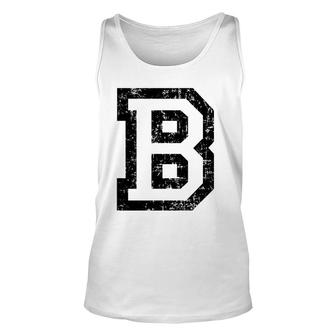 Letter B Vintage Black And White Unisex Tank Top | Mazezy UK