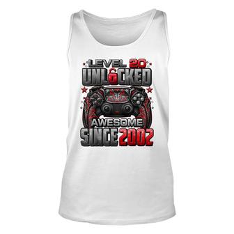 Level 20 Unlocked Awesome Since 2002 20Th Birthday Gaming Unisex Tank Top - Seseable