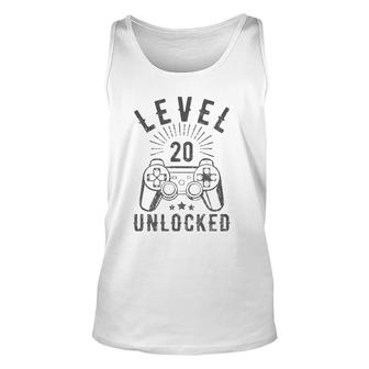 Level 20 Unlocked Simple Gamer 20Th Birthday 20 Years Old Unisex Tank Top | Seseable CA