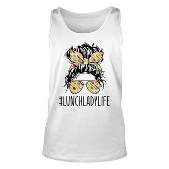 Lunch Lady Life Messy Bun Hair Funny Teacher Design Unisex Tank Top - Thegiftio UK