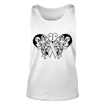 Lung Cancer Awareness Ribbon Butterfly Unisex Tank Top - Monsterry