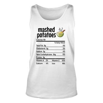 Mashed Potatoes Nutritional Facts Thanksgiving Christmas Day Unisex Tank Top - Seseable
