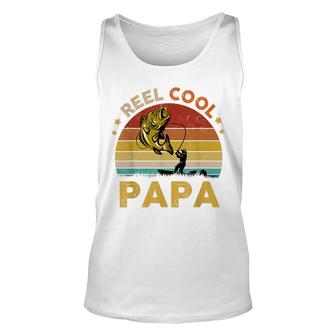 Mens Reel Cool Papa Fisherman Dad Papa Fathers Day Fishing Unisex Tank Top - Seseable