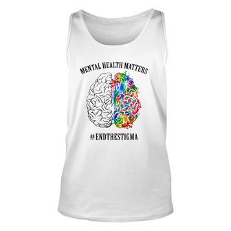 Mental Health Matters End The Stigma Mental Health Awareness Colorful Human Brain Unisex Tank Top - Seseable