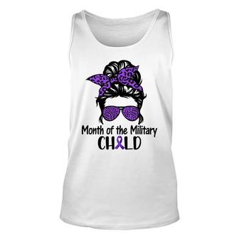 Month Of The Military Kids Child Messybun Leopard Sunglasses Unisex Tank Top - Seseable