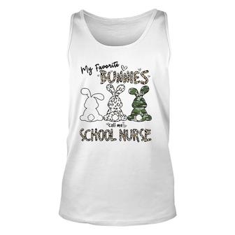 My Favorite Bunnies Call Me School Nurse Leopard Easter Day Unisex Tank Top | Mazezy