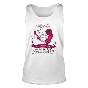 My Son Was So Amazing God Made Him My Guardian Angel Watches Over My Back My Sight Never Gone From My Heart Loss Son Pink Feather Flying Bird Unisex Tank Top - Seseable