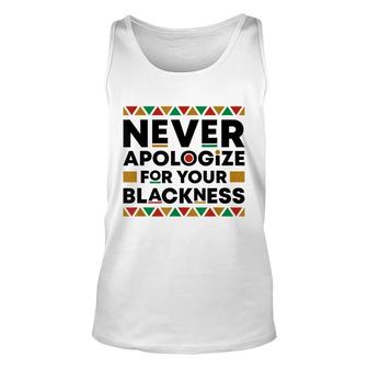 Never Apologize For Your Blackness Black History African Unisex Tank Top - Thegiftio UK