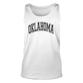 Oklahoma Varsity Style Black With Black Text Unisex Tank Top | Mazezy