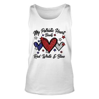 Patriotic 4Th Of July Hearts For Women Red White And Blue Unisex Tank Top - Seseable