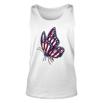 Patriotic Butterfly American 4Th Of July Butterfly Usa Flag Unisex Tank Top - Seseable