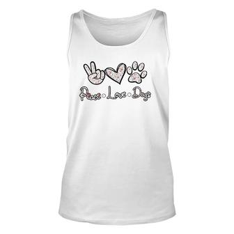 Womens Peace Love Dogs Flowers Lover Puppy Paw Dog Dog Lover V-Neck Tank Top | Mazezy