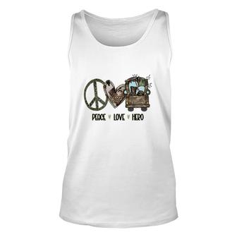 Peace Love Hero Dad Special Gift For Father Unisex Tank Top - Seseable