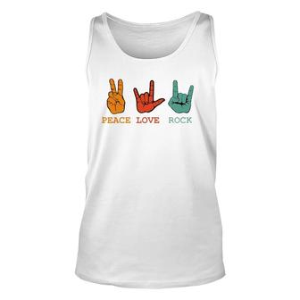 Peace Love Rock And Roll Retro Vintage Peace Loving Musician Unisex Tank Top - Seseable