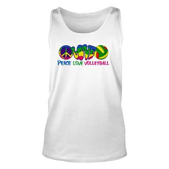 Peace Love Volleyball-Retro Stryle Volleyball Apparel Gifts Unisex Tank Top | Mazezy CA