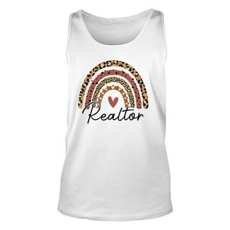 Realtor Leopard Rainbow Real Estate Agent Real Estate Life Unisex Tank Top | Mazezy